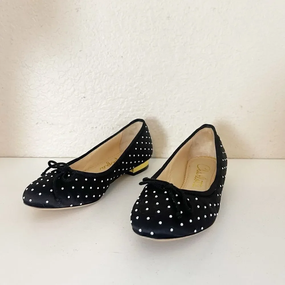 CHARLOTTE OLYMPIA BALLET FLATS black and white polka dots 37